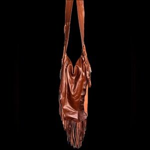 Soft leather fringed handmade bag